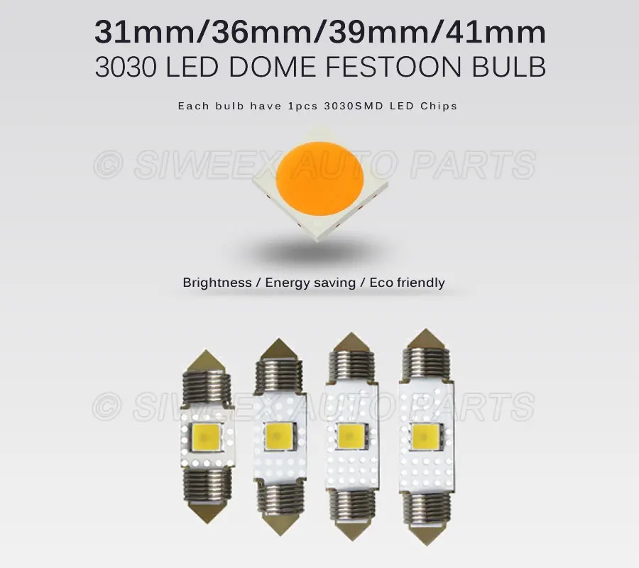 1 Автомобильный светодиодный светильник 31 мм 36 39 42 Festoon C5W SMD СВЕТОДИОДНЫЙ 3030 Chips