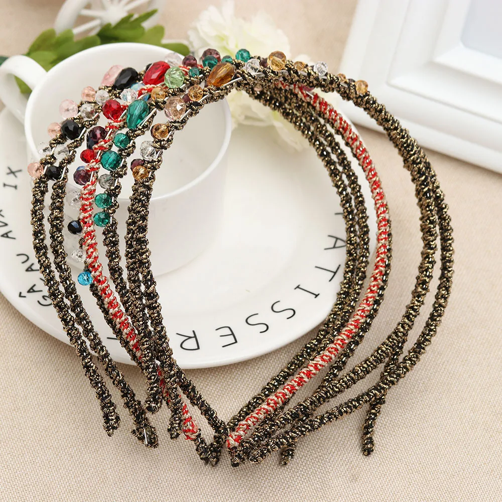 1 шт. блестящая повязка на голову в стиле ретро шикарная с кристаллами