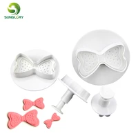 4pcsset plastic fondant bowknot plunger cutter cookie stamp mold cookie cutter bow tie biscuit mold diy baking tools for cakes