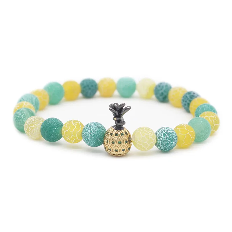 Ананас из кристаллов браслеты с подвеской карамельный цвет камень бусины милый