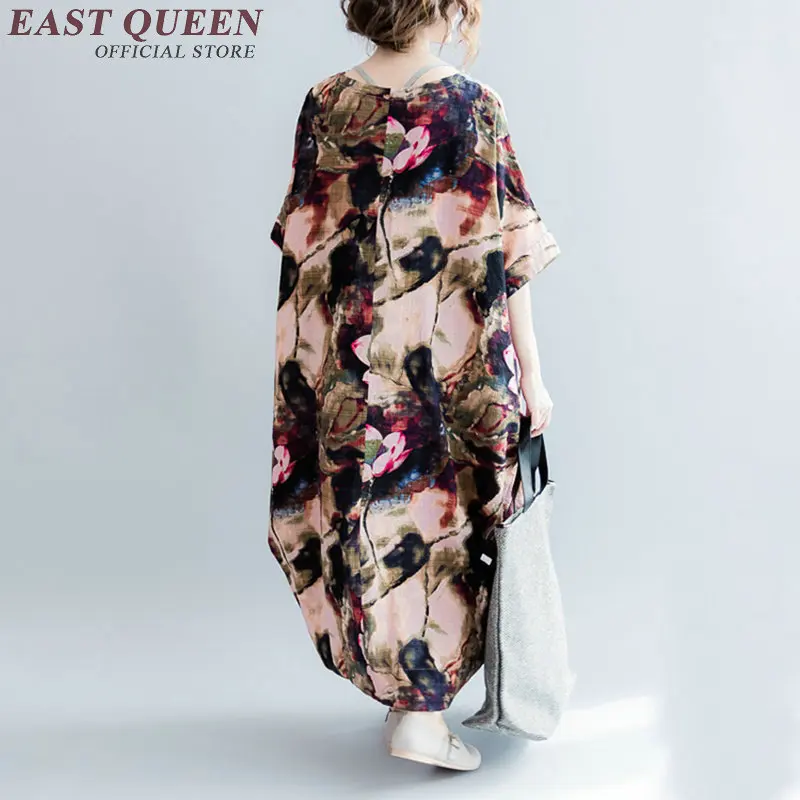 Женское летнее длинное платье 2018 арт деко с круглым вырезом повседневные