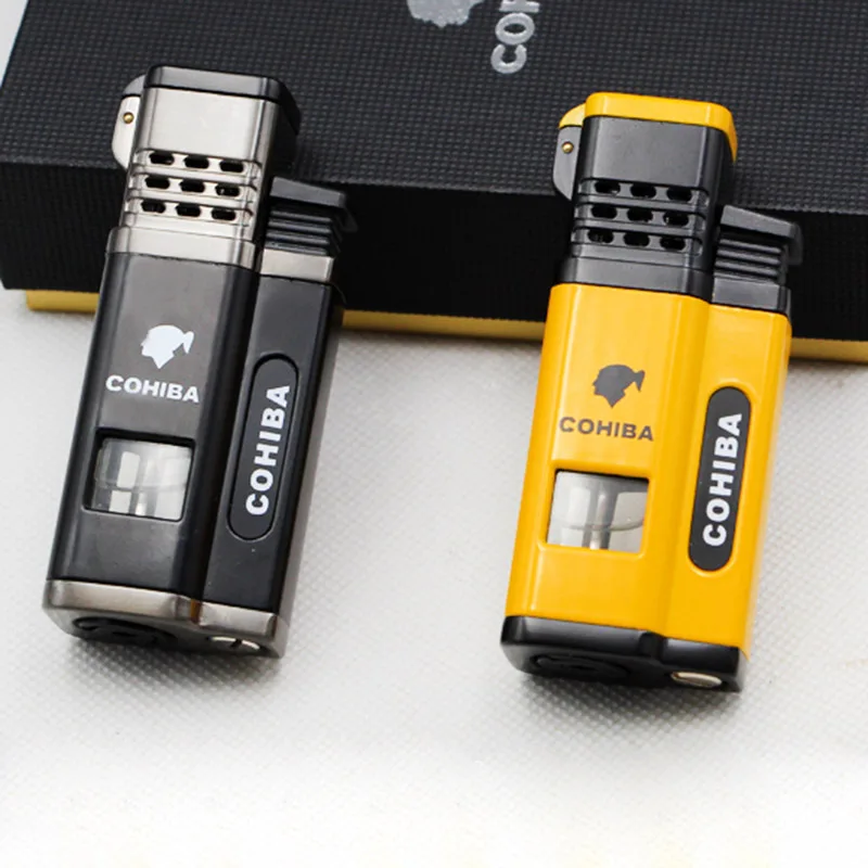 Новинка COHIBA металлическая 4 горелка Jet Flame ветрозащитная сигаретная зажигалка с