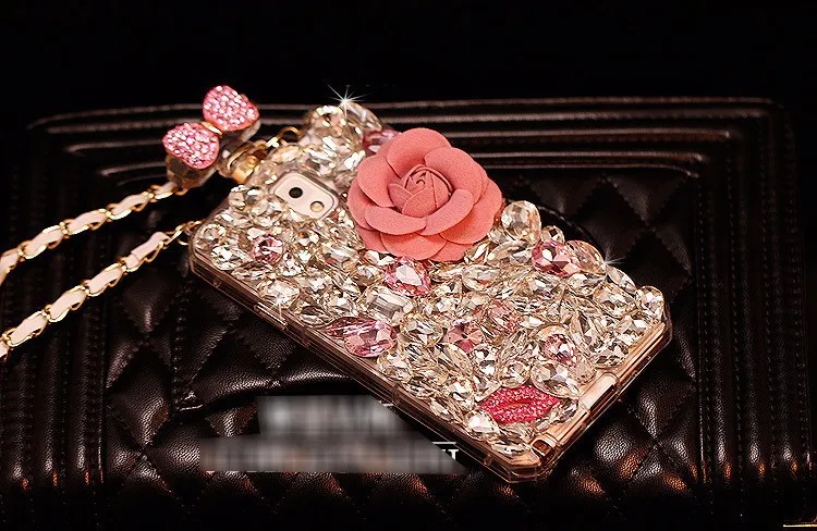 3D Бант Цветок Bling 3D флакон духов цепочка из ТПУ чехлы для samsung Galaxy Note 10 Plus 9 8 S8 S9 Plus S10 Plus S10e ремешок Fundas