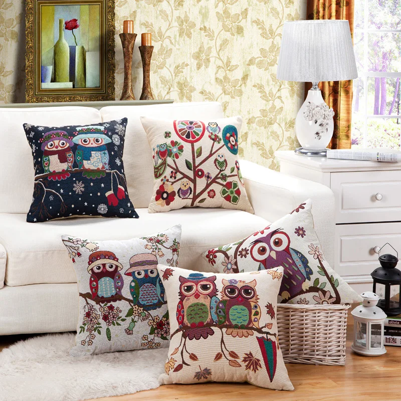 Декоративная квадратная наволочка с совой, 45*45 см, Funda Cojin, Housse de Coussin, наволочка Cojin