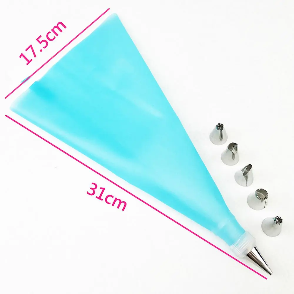 8pcs/set Cake Decorating Tools 1pc Silicone Icing Piping Cream Pastry Bag &amp 6 Stainless Russia Steel Nozzle Converter DIY | Дом и сад