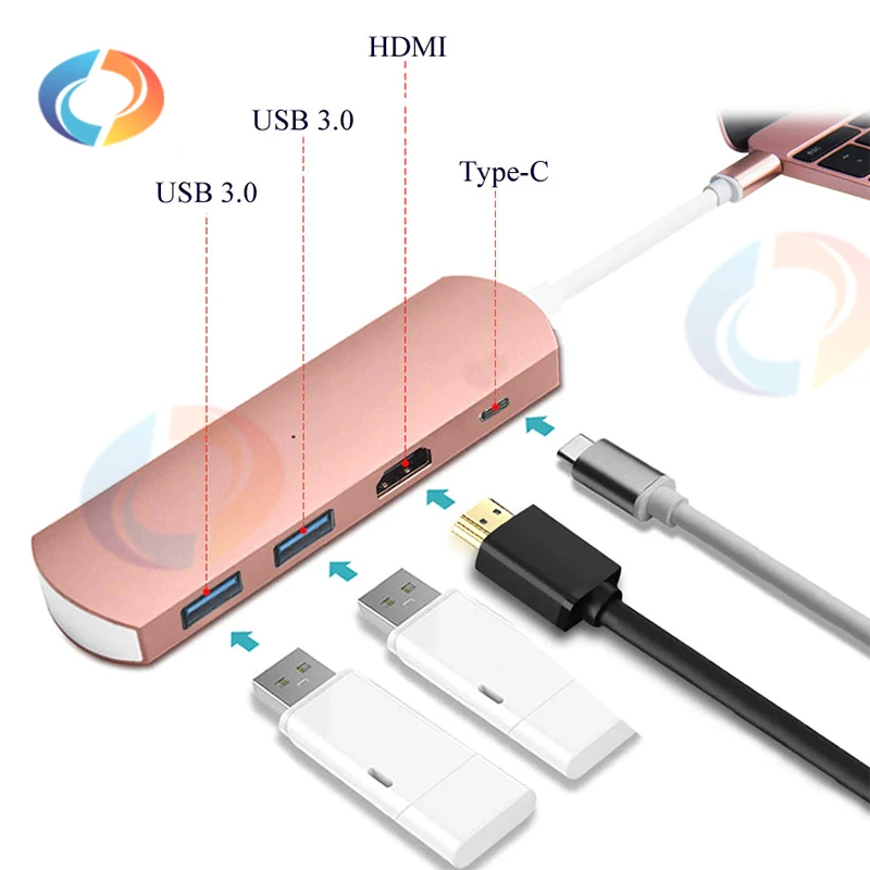 4 в 1 Тип C разделитель для MacBook Pro 4K HDMI порт USB 3 0 порты Type концентратор | Компьютеры и