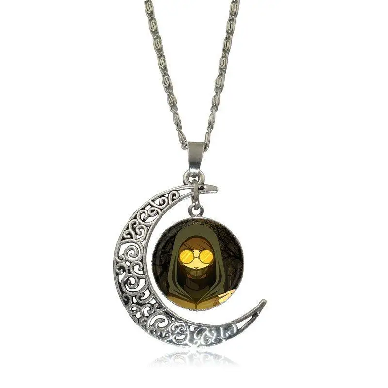 EJ Glaze For Schoolgirl Maxi Creepy Pasta Ticci Toby Glass Cabochon Choker Moon Pendant Necklace Silver Color Jewelry | Украшения и