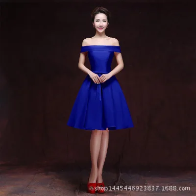 Royal blue Mingli Tengda розовые короткие платья для невесты вырез лодочкой, для подружки невесты платье Плюс Размер Новая Свадебная вечеринка недорогое платье для выпускного вечера - Цвет: Royal blue