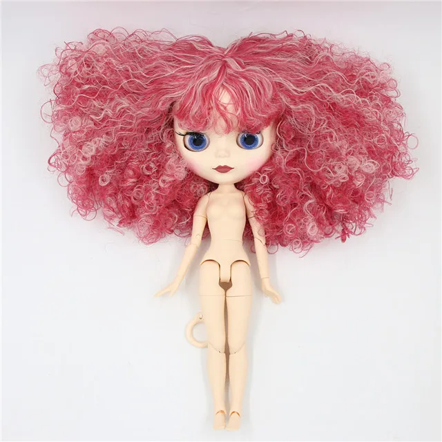 white skin Ледяная фабрика blyth кукла 1/6 bjd суставное тело темно/белая кожа матовое лицо, красный микс розовые волосы BL2352/QE155 30 см - Цвет: white skin