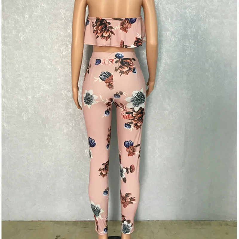 Для женщин летние пикантные из двух частей Наборы для ухода за кожей Printed Crop Топы
