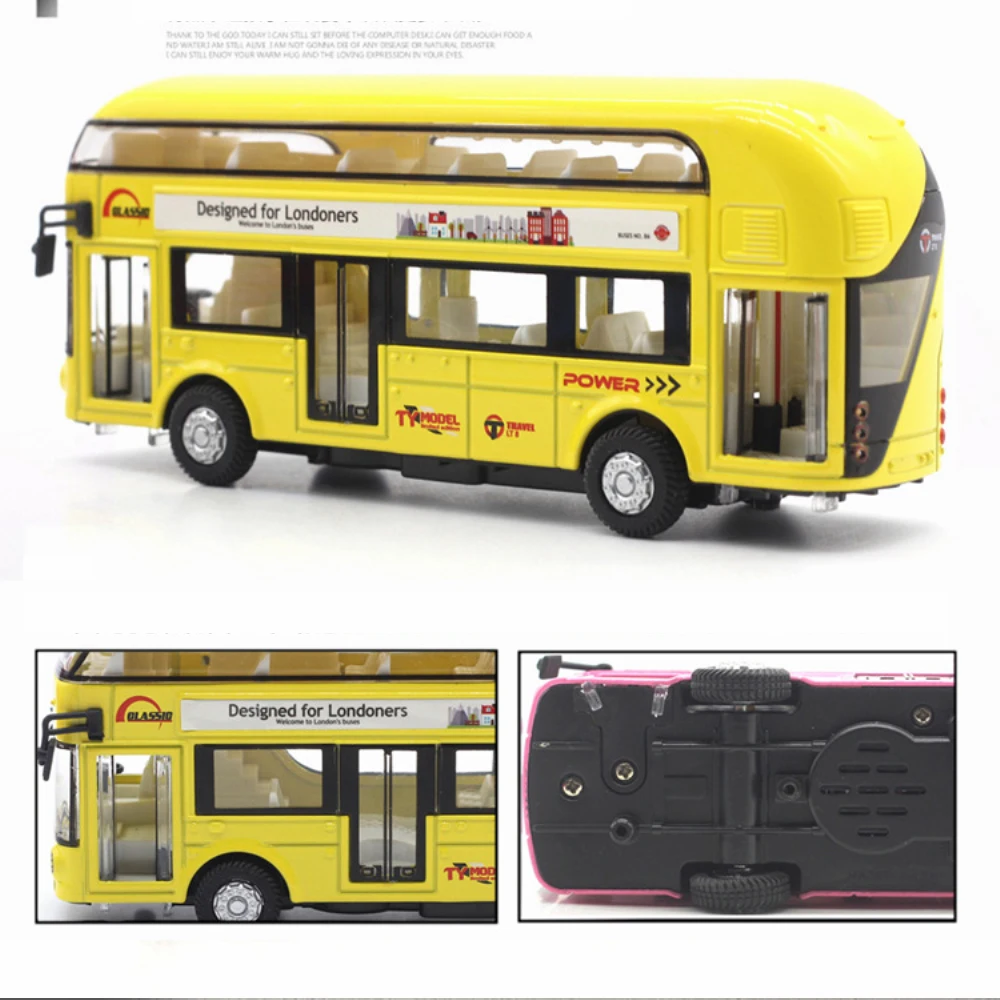 

Alloy London Bus Double Decker Bus pull back &Light & Music Open Door Design Metal Bus Diecast Bus Collecting toys Children gift