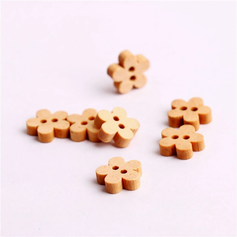 11*11 мм 100 шт./лот деревянные пуговицы в форме цветка швейный узор плоская спинка