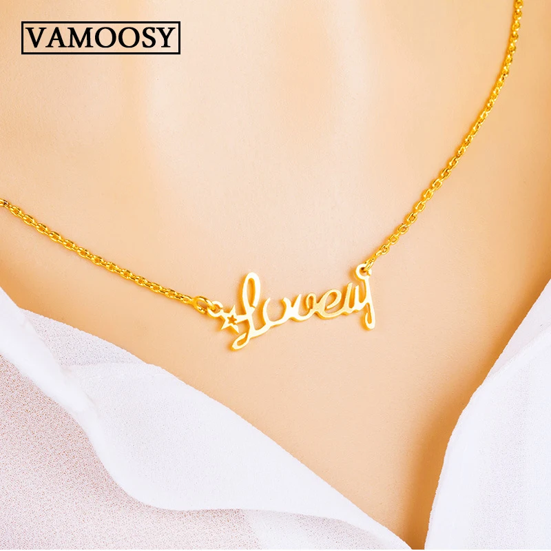 

24K Gold choker Necklaces for women Name Necklace gold chain jewelry love Pendant in collar Bohemian Chocker necklace jewelry