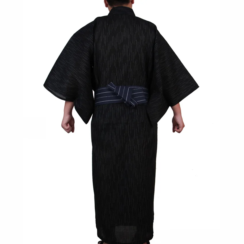 Мужские японские Самурайские костюмы кимоно Jinbei Домашняя одежда свободная хлопковая черная традиционная юката одежда пижамы Ночная рубашка халат