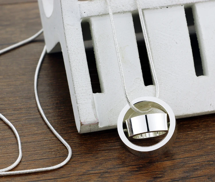 Ожерелье из стерлингового серебра 925 пробы с подвесками кольцами Фирменное