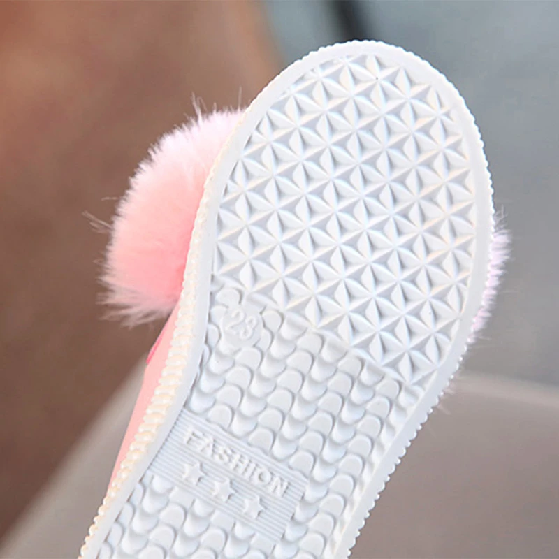 Spring Autumn Cute Toddlers Baby Girls Rabbit Ear Pompom Shoes For Children Kids Leather Single White Pink Green Color | Детская одежда
