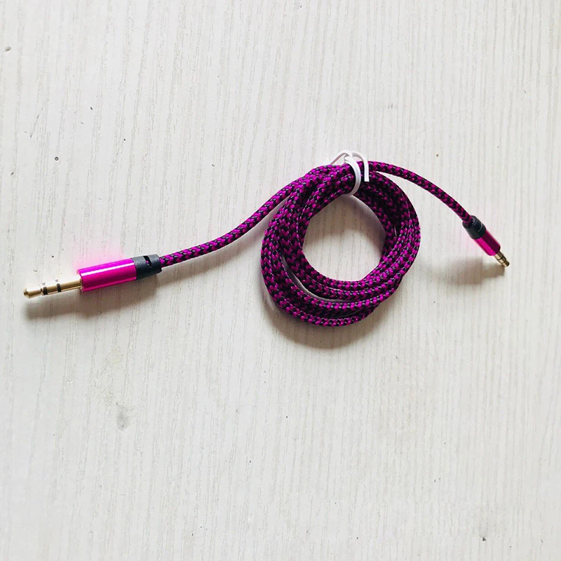 Позолоченный Плетеный аудиокабель Kabel 1 м нейлоновый Aux кабель 3 5 мм штекер