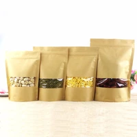 zip lock kraft paper window bag stand up gift dried food fruit tea packaging pouches zipper self sealing bags