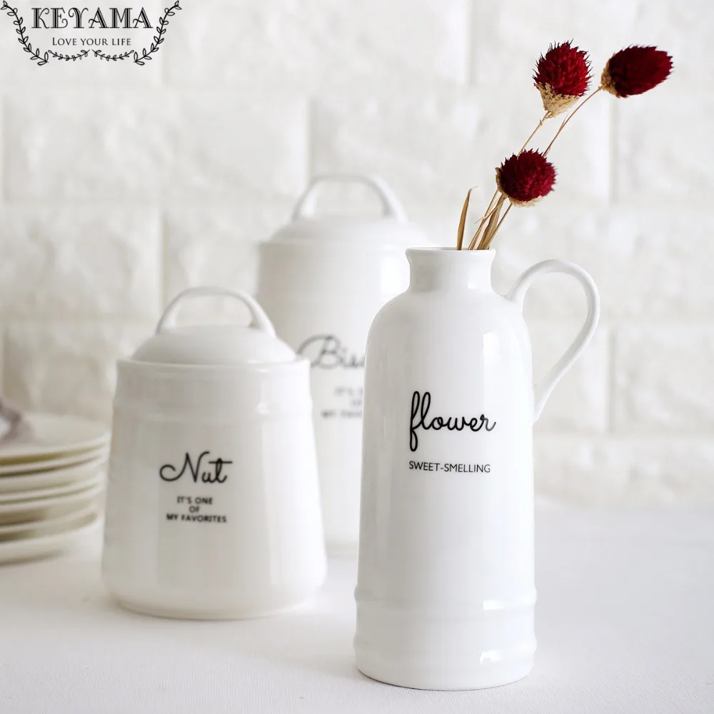 KEYAMA скандинавский стиль 1 шт. белая костяная керамическая кухонная бутылка для