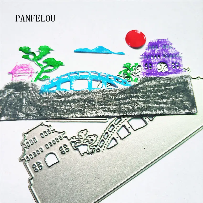 PANFELOU Хэллоуин Закат над мостом металл ремесло бумаги высечки Скрапбукинг/DIY