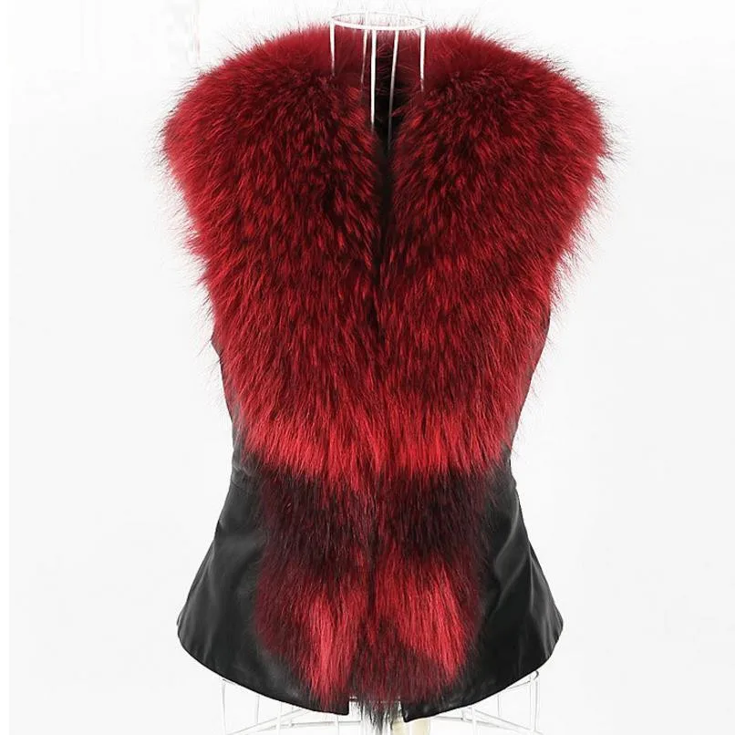 

new fashion faux fur vest jacket waistcoat Slim short pu leather vest
