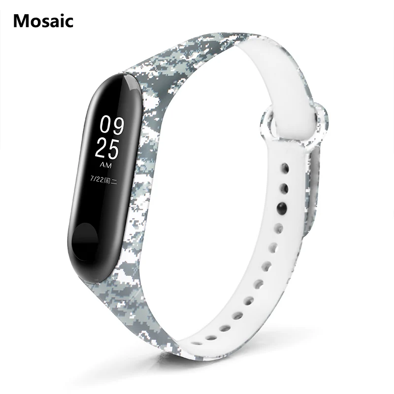 BOORUI mi band, 3 ремешка, силиконовый браслет с разнообразными цветами, браслет mi band, 3 ремешка, модный спортивный ремешок для xiaomi mi3 - Цвет: Mosaic
