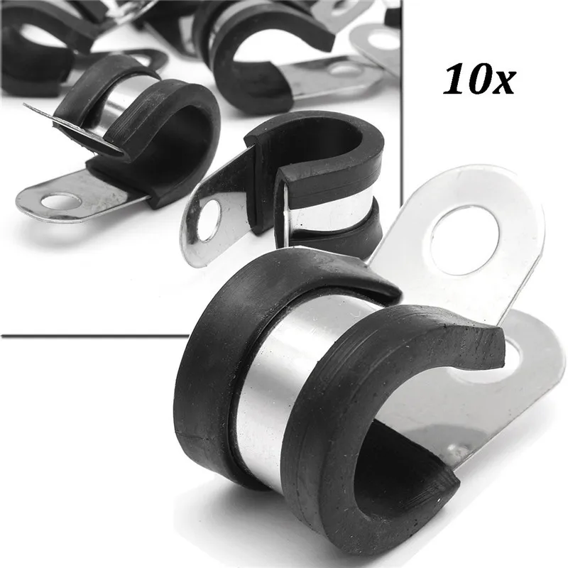 5 Pcs Stainless Steel Rubber Lined P Clips Wiring Hose Clamp Pipe Cable Clip Metal | Auto Fastener &amp
