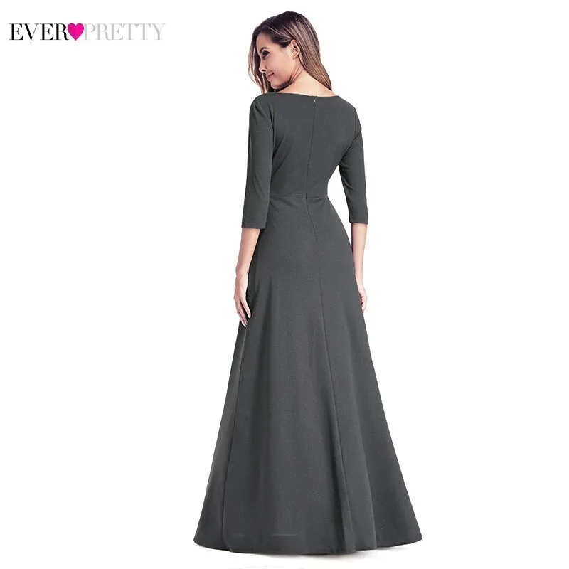 Элегантные серые платья для матери невесты Ever Pretty A Line с оборками и v образным