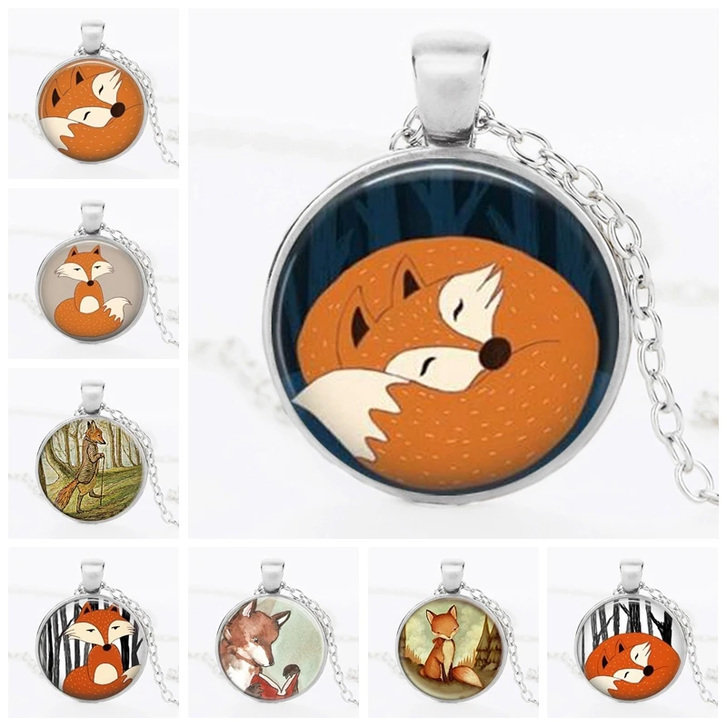 SUTEYI новейшее эффектное ожерелье с лисой существо акварель Лесной кабошон кулон