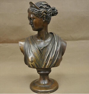 Copper Brass CHINESE crafts Asian 12" de China de la mujer elegante dama roma grecia busto estatua de bronce