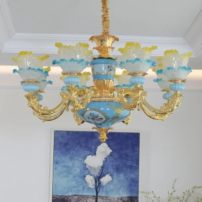 8 arms chandelier Французская роскошная хрустальная люстра гостиная кристалл освещение спальня Европейский стиль ручная роспись цинковый сплав люстра лампа потолочная люстра хрустальная люстры потолочные для гостинной люстра на кухню - Lampshade Color: 8 arms chandelier