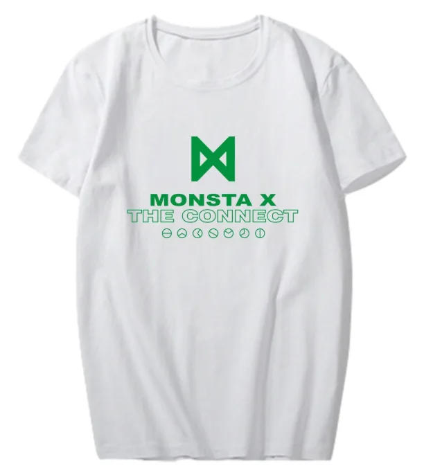 MONSTA X Футболка WE ARE HERE концерт мирового турне с коротким рукавом футболки мужские/женские летние повседневные японский веер концертная футболка