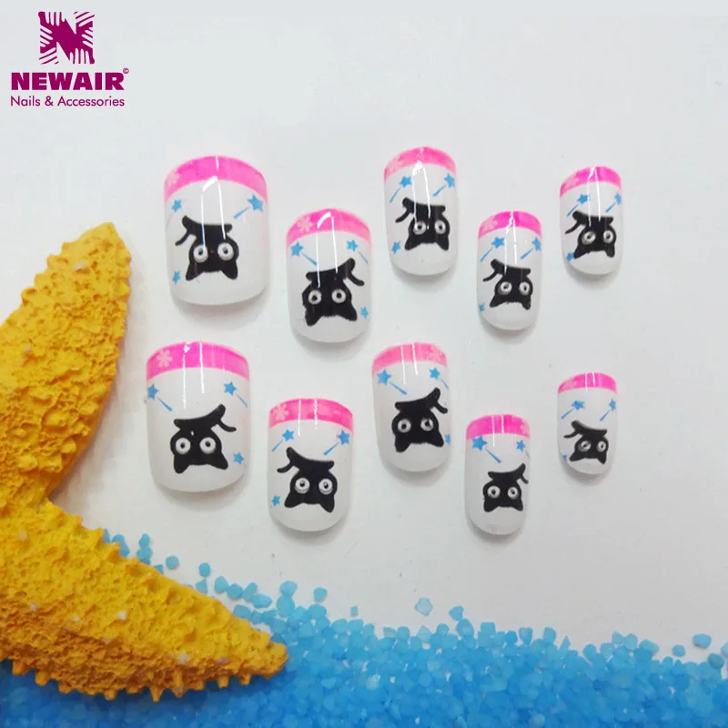 2415-0040-C04 Пресс-на короткие накладные ногти девочки дети мультфильм 24 шт полное покрытие нажмите на маленький палец Ложные безопасные дети ногти искусство - Цвет: 2415-0040-C04