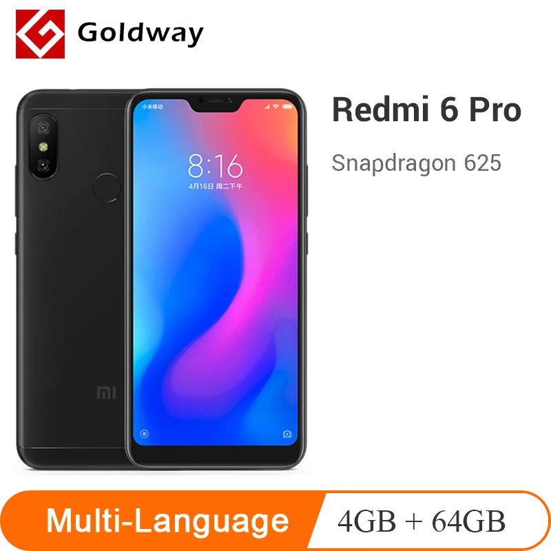 Новый оригинальный Xiaomi Redmi 6 Pro 4 Гб Оперативная память 64 Встроенная Смартфон Snapdragon
