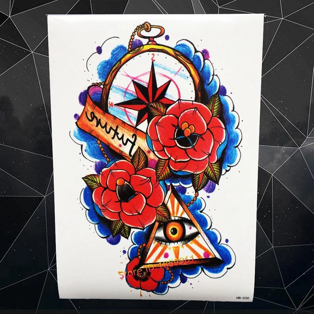 3D Поддельные Водонепроницаемый синий цветок пион временные татуировки Стикеры