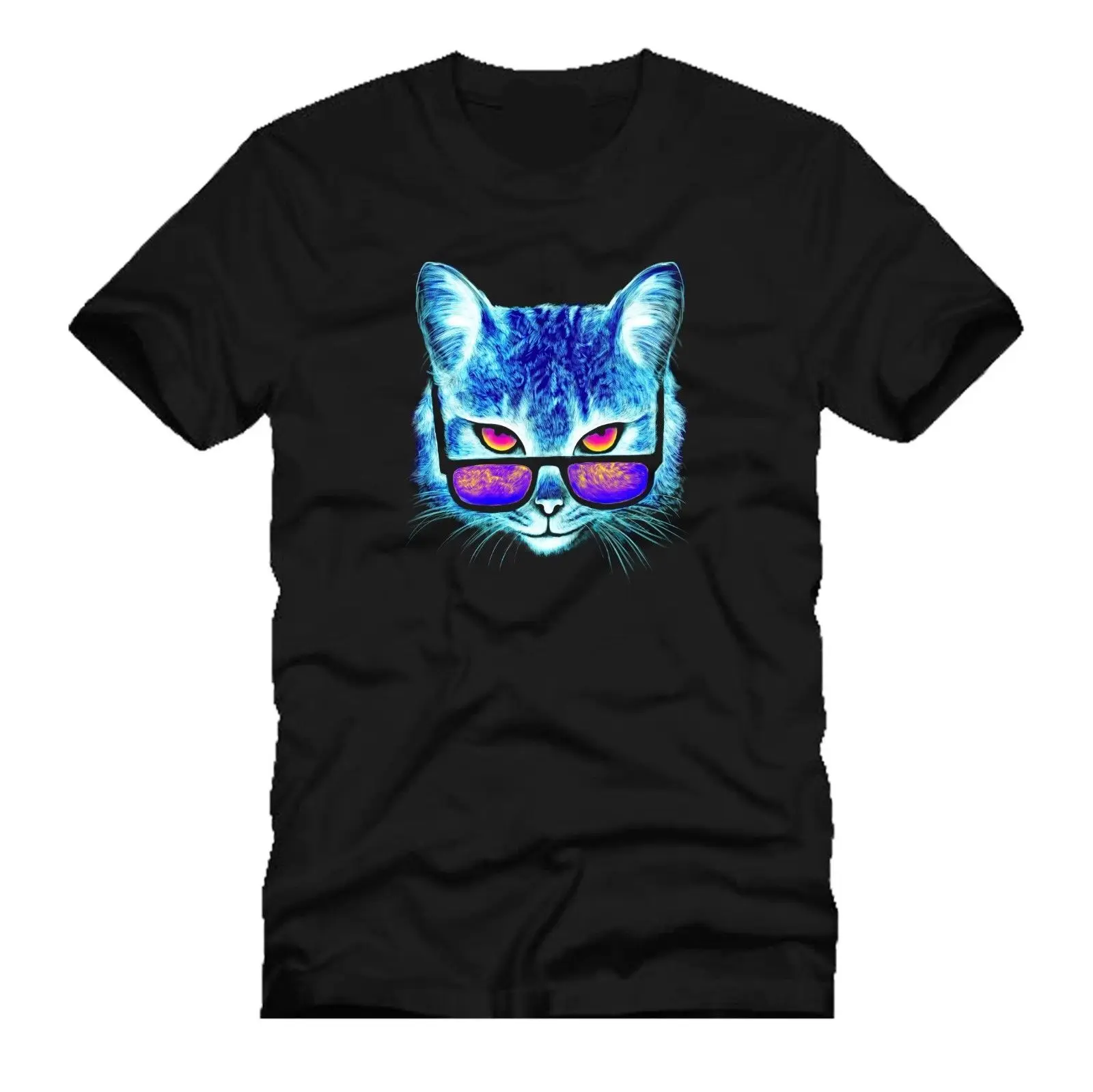 Catalistic COSMIC CAT SUN GLASSES mashup dtg Мужская футболка футболки 100% хлопок короткий рукав