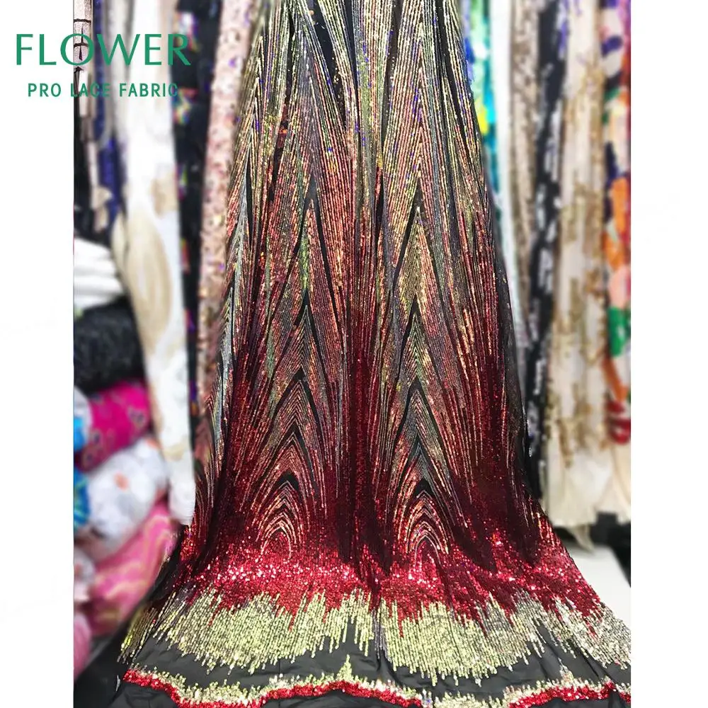 Золотая и синяя кружевная ткань с блестками блестящий дизайн в нигерийском стиле