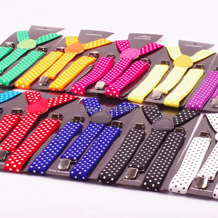 Женские регулируемые подтяжки в горошек черные белые синие эластичные