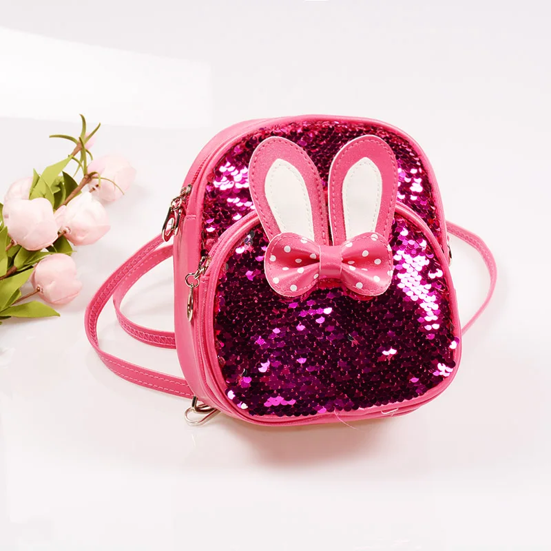 Женский мини рюкзак с блестками милые заячьи ушки сумка на плечо для девочек