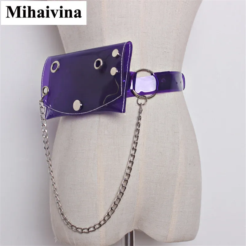 Модная женская поясная сумка Mihaivina на цепочке для девушек блестящая красочная из