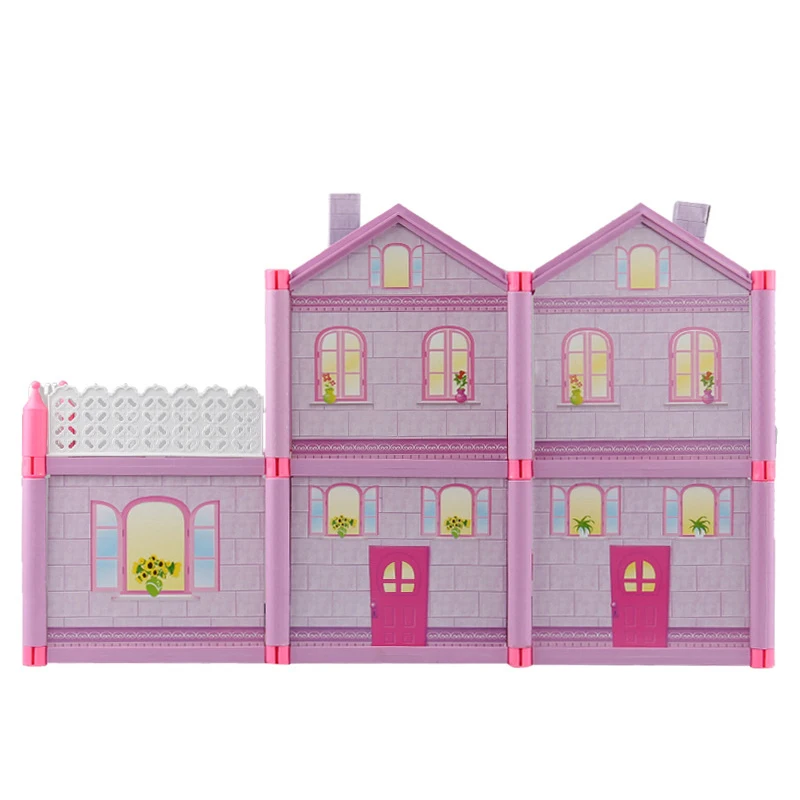 2 этажа фиолетово розовая вилла 5 комнат + 1 зона отдыха кукольный домик для детей