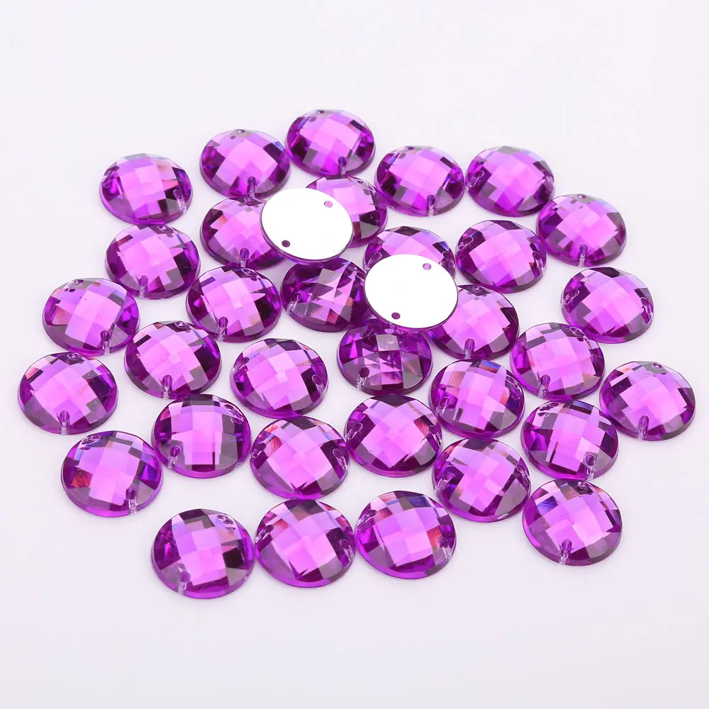 Fuchsia Tpsmc 8 мм/10 мм/12 мм/15 мм круглые акриловые стразы с плоской задней частью с 2 отверстиями для шитья хрустальных бусин для самостоятельного изготовления свадебных туфель и сумок - Цвет: Fuchsia