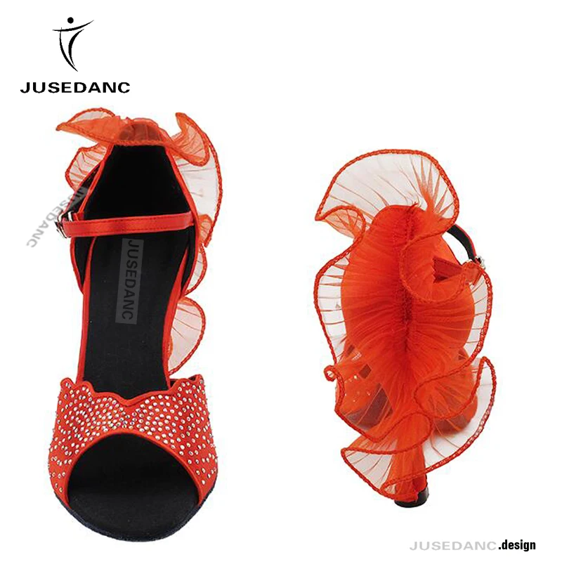 Женская обувь для латинских танцев Танцевальная сальсы на квадратном каблуке