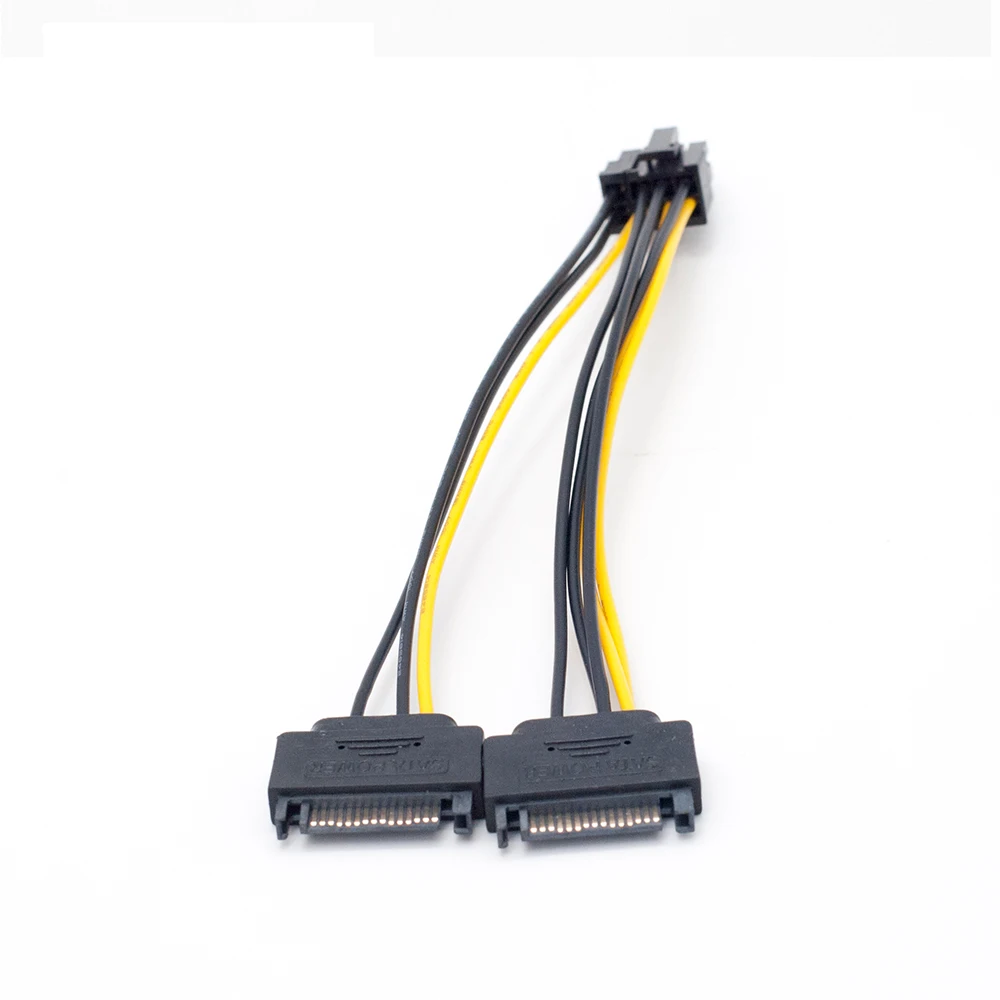 Кабель питания RGeek с двойным 15-контактным разъемом SATA папа на 8 контактов (6 + 2) PCI-E