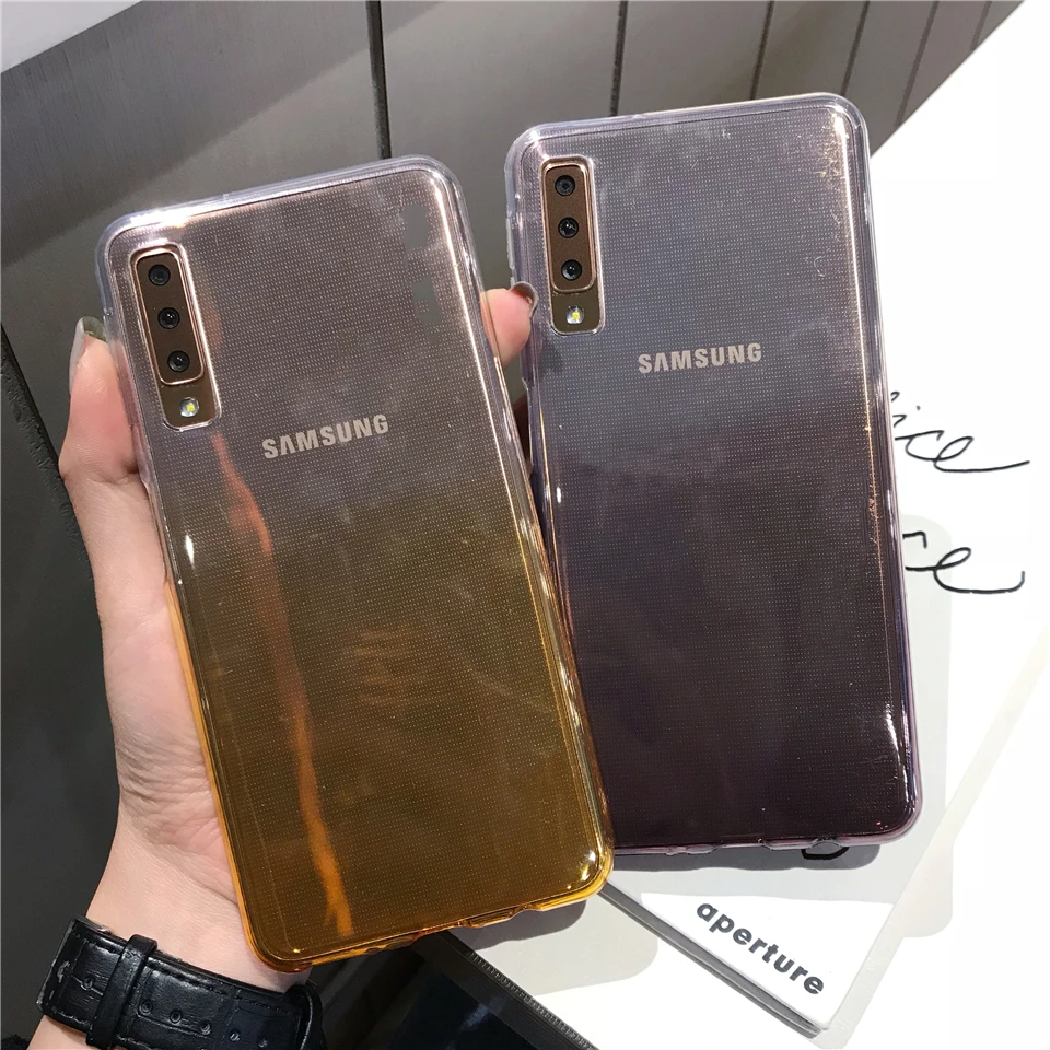 Для Samsung Galaxy A7 2018 крышка Радужный градиентный чехол ТПУ силиконовый разноцветный