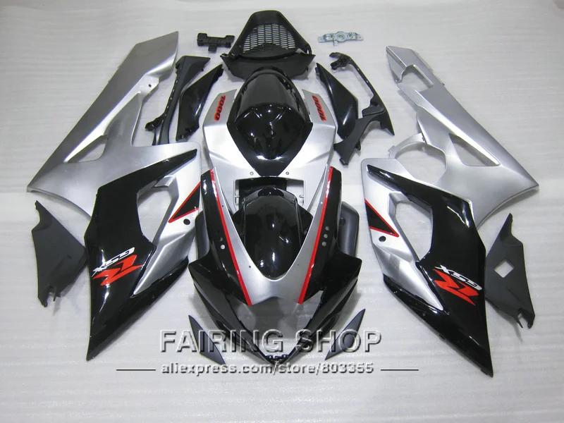 Новые горячие литья под давлением Обтекатели для Suzuki GSXR 1000 K5 K6 2005 2006 серебро