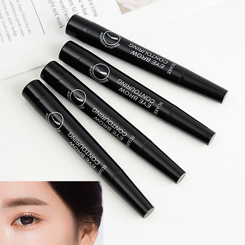 Жидкий карандаш для бровей с 4 головками микро вилка татуажа Водостойкий