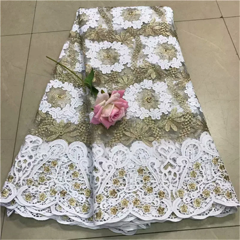 

2019 Latest French Nigerian Lace Fabrics High Quality Milk Silk African Laces Fabric Wedding French Tulle Lace 5 yards