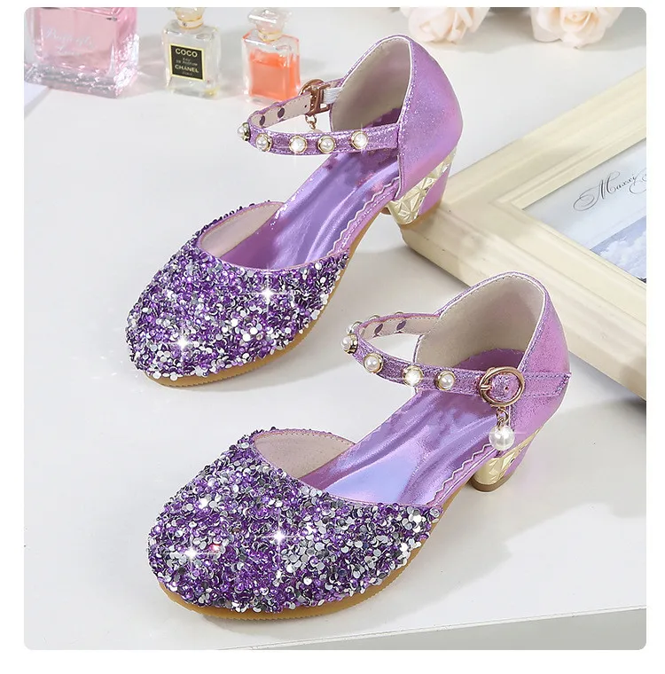 Новые туфли на высоком каблуке принцесса школьные Кристалл производительность Детские вечерние детская обувь для танцев детская кожаная обувь 02