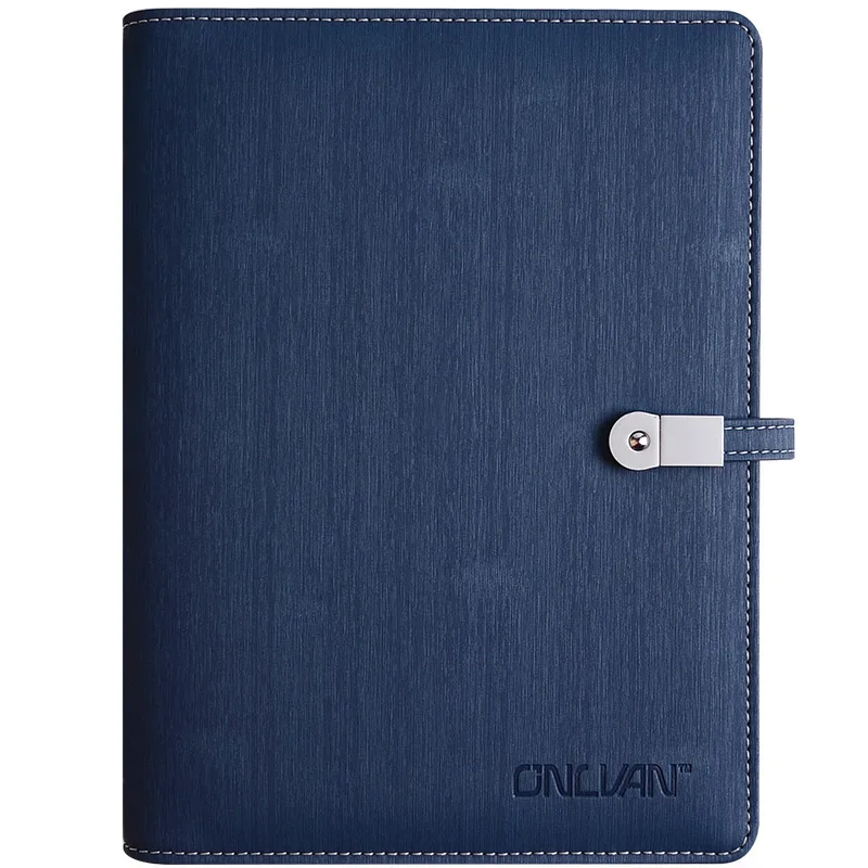 Деловая кожаная записная книжка& USB флеш-накопители& power Bank A5 Binder Дневник на спирали Журнал Планировщик для хранения наличных и банковских карт - Цвет: Navy Blue
